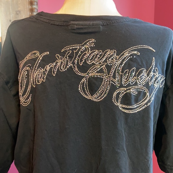 Rare Vintage Christian Audigier Rhinestone Geisha Black T-Shirt Men’s Large - Picture 3 of 6
